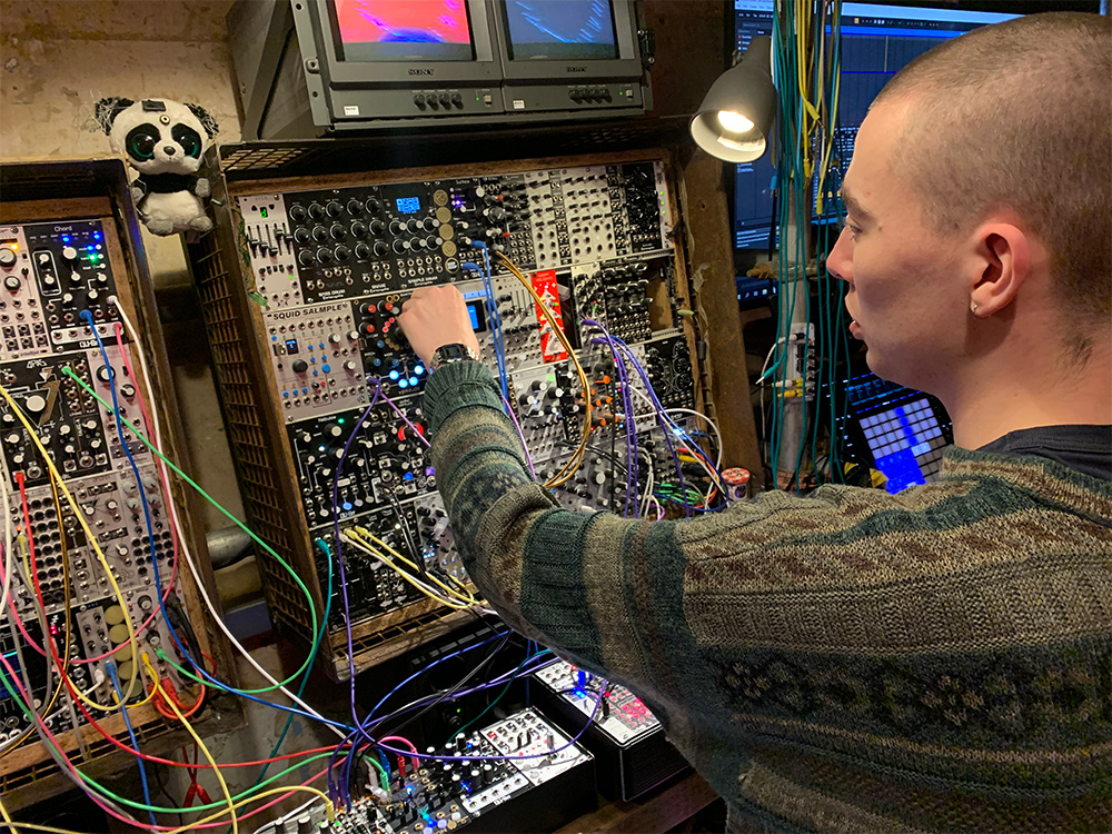 Hamish using the Eurorack setup in Elevator Sound - How to get into the world of Eurorack with Hamish Mitchinson
