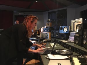 Kat Marsh in the recording studio